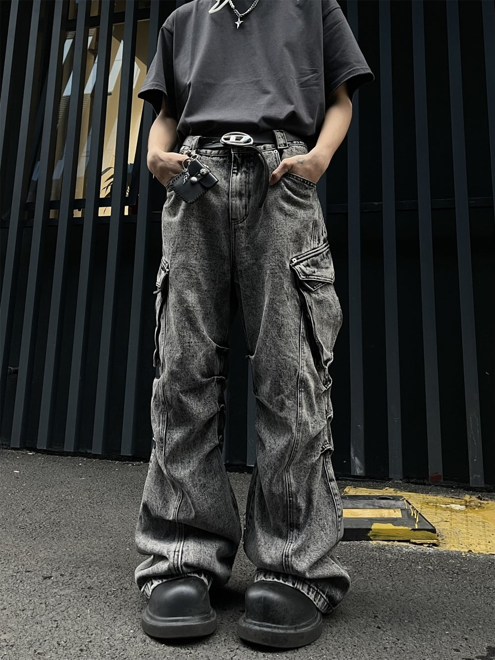 Denim Loose-fitting Wide-leg Trousers