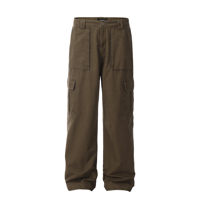 Vintage Wash Loose Straight Leg  Cargo Pants