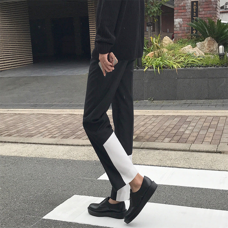 Casual Loose Straight Drape Nine-point Stitching Trousers