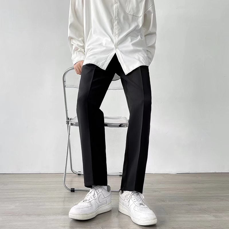 Polyester Loose Straight Drooping Pants