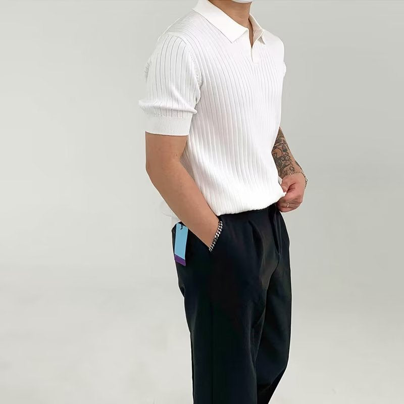 Solid Color Half Sleeve Polo Shirt