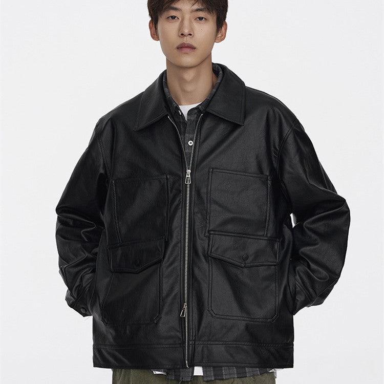 Retro Cityboy  Workwear PU Leather Jacket