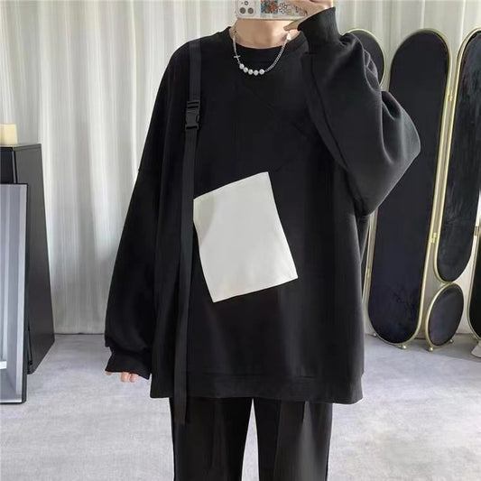 Black And White Patched Sweatshirt