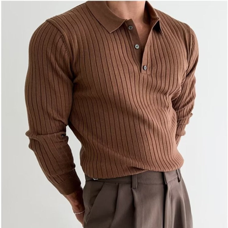 Autumn Polo Lapel Sweater Shirt Top