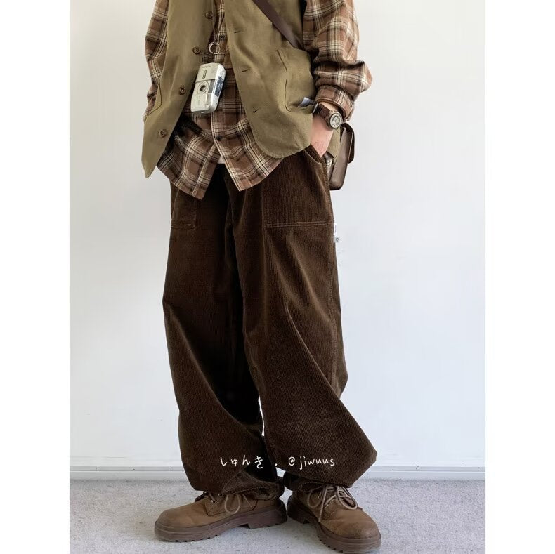 Retro Corduroy Casual Loose Couple Workwear Pants