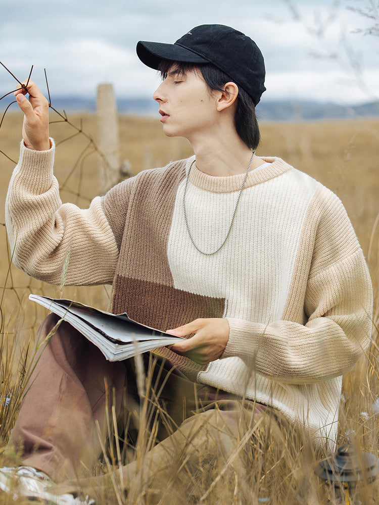 Block Stitching Knitwear Sweater