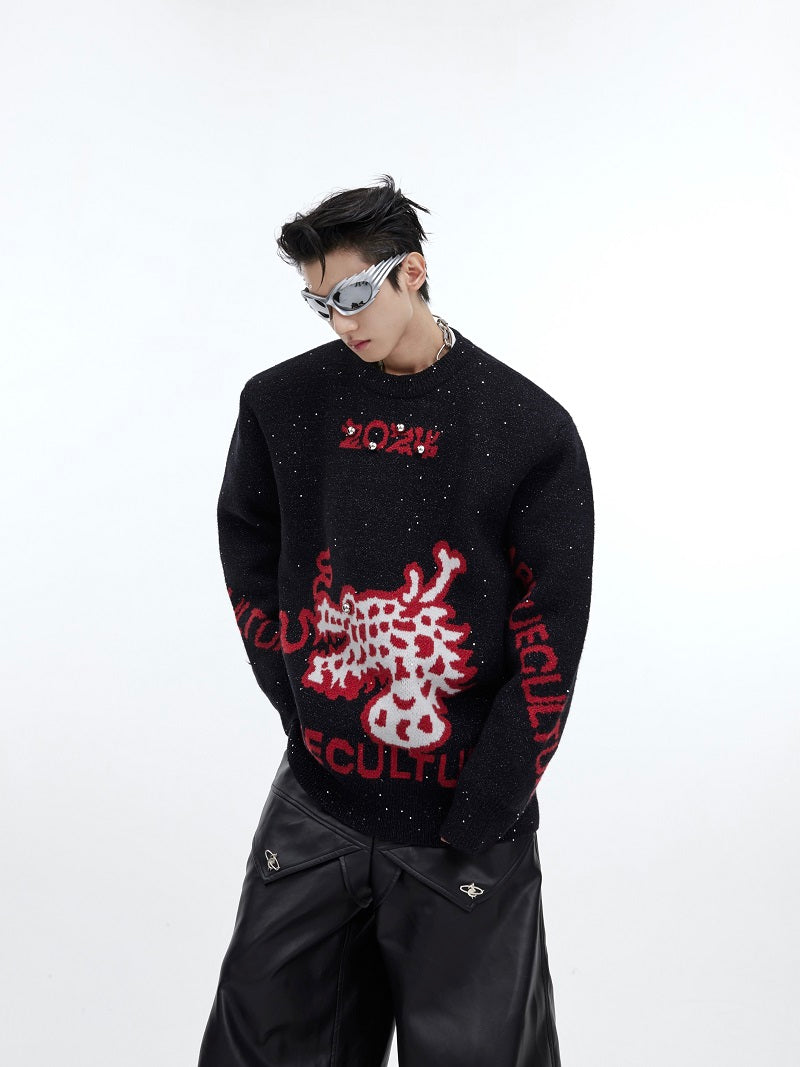 Heavy Niche Dragon Year Sweater Thin And Sparkling Design