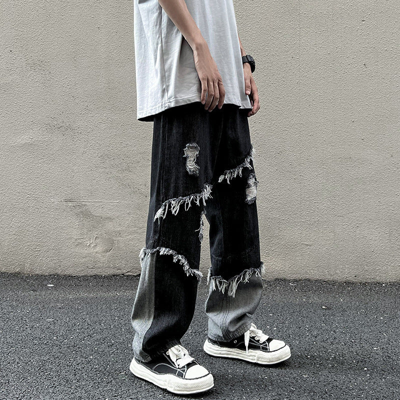 Tassel Denim Pants black