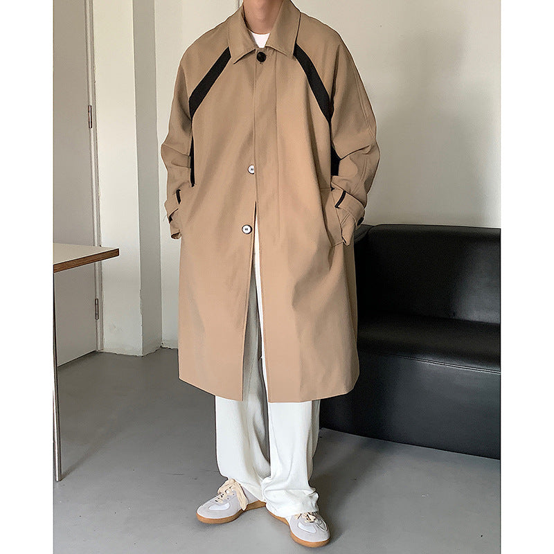 Mid-Length Trench Coat Simple Casual Lapel Loose Jacket