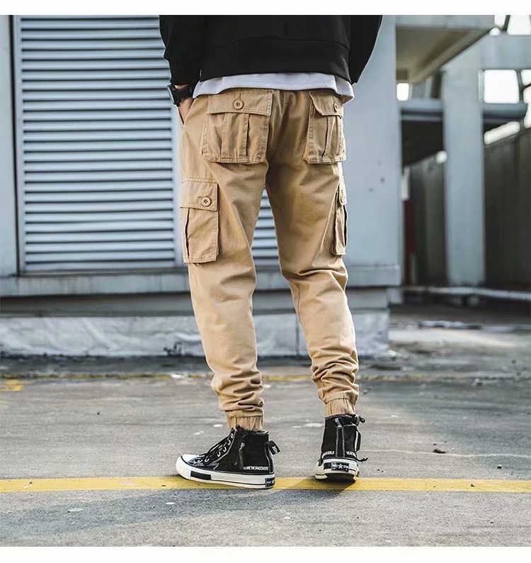 Retro Casual Multi-pocket Ankle Banded Cargo Pants