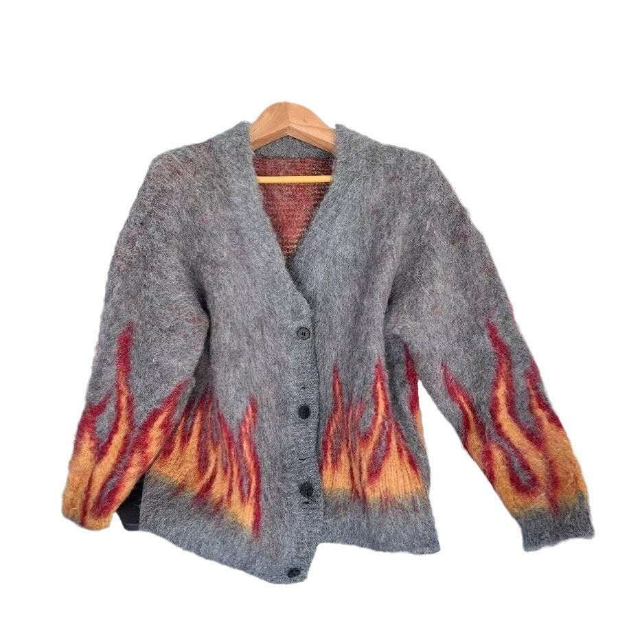 Mohair Knitted Cardigan Sweater