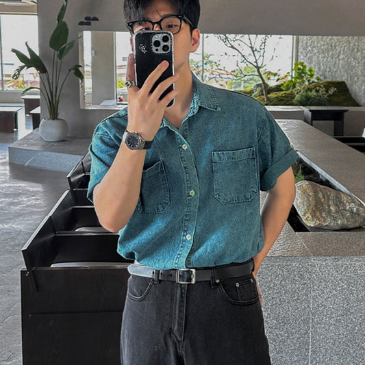 Retro Denim Short-sleeved Shirt