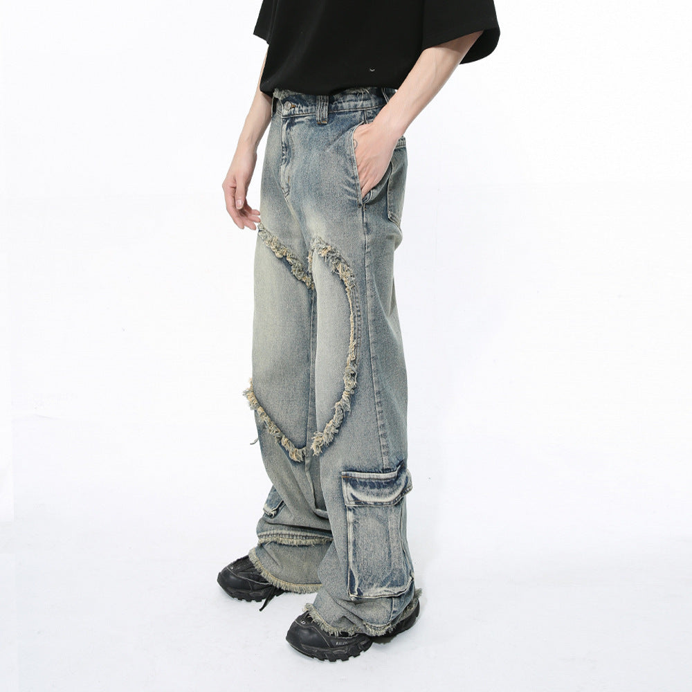 Niche Deconstructs Heavy Industry Wear Washed Casual Jeans