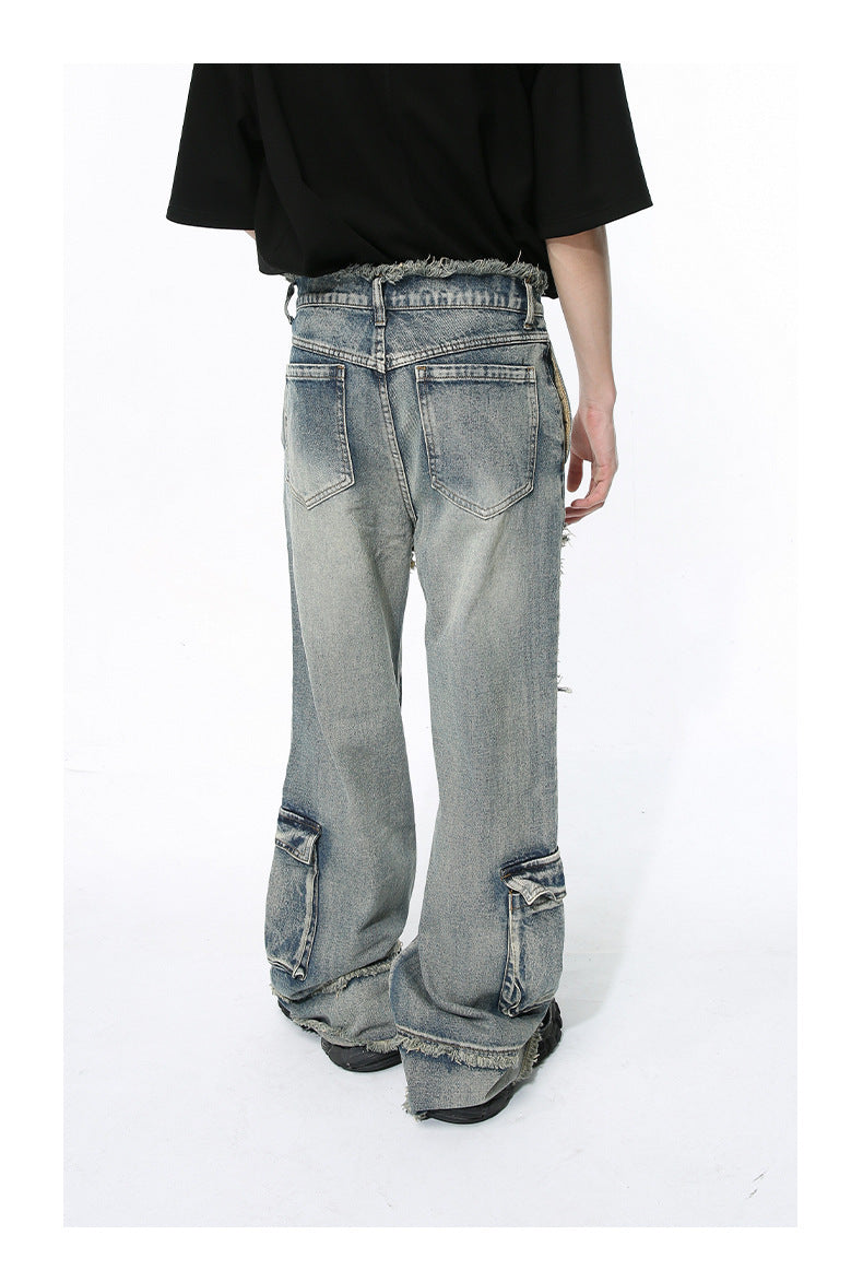 Niche Deconstructs Heavy Industry Wear Washed Casual Jeans