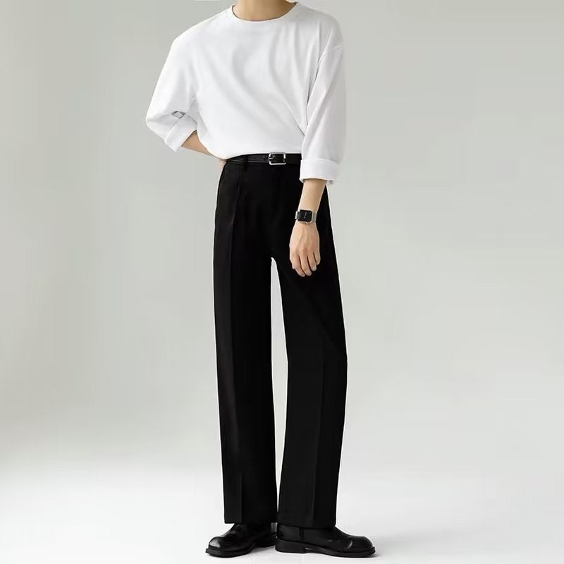 Straight Non-ironing Loose Trousers