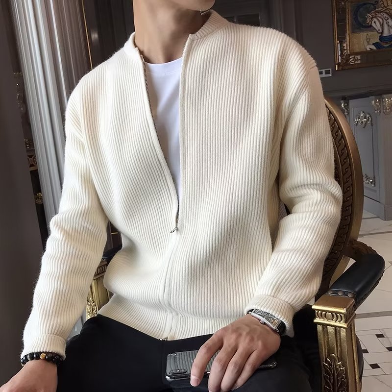 Casual Slim Fit Men's Solid Knitted Cardigan Jacket