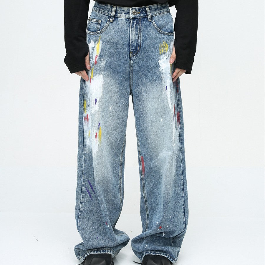 Niche Design Graffiti Loose Casual Jeans