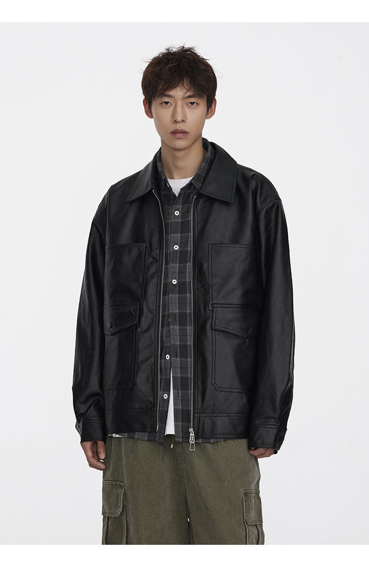 Retro Cityboy  Workwear PU Leather Jacket