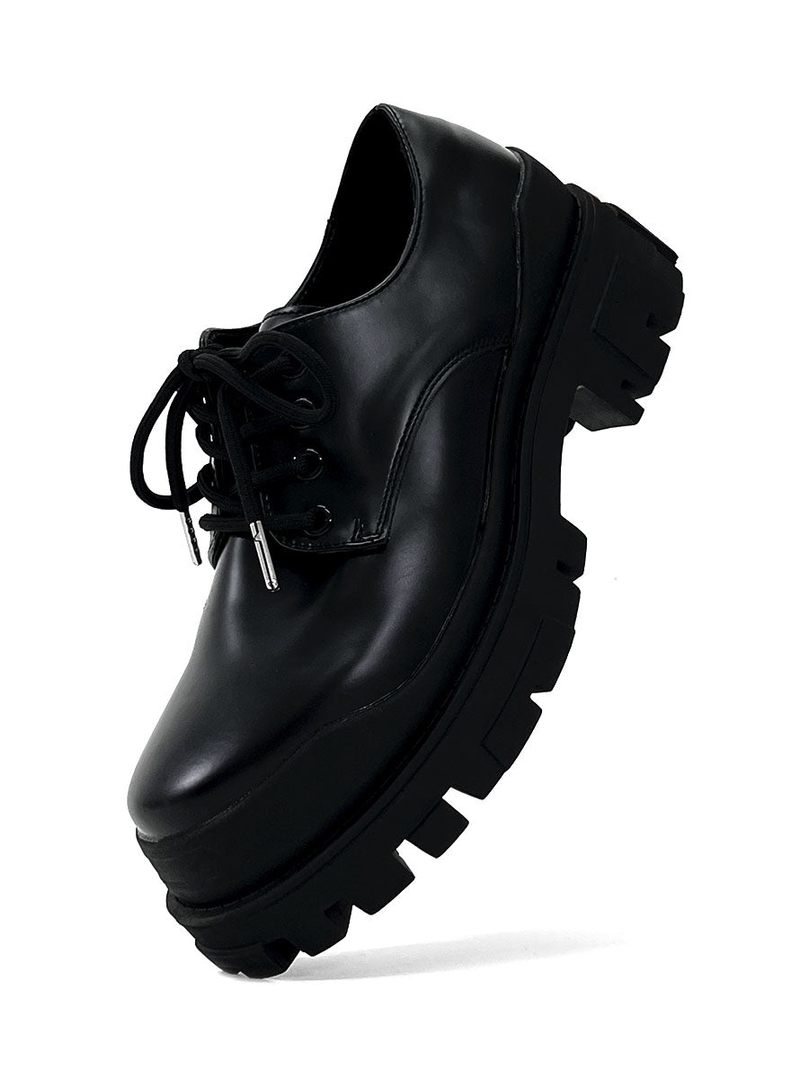 Thick Soled British Commuting Formal Attire, Black Elevated Leather Shoes