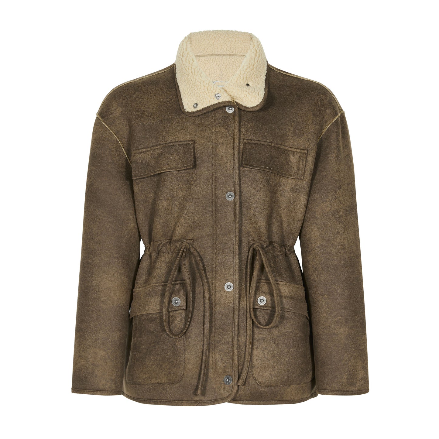 Lamb Wool Lapel Motorcycle Padded Coat (Unisex)