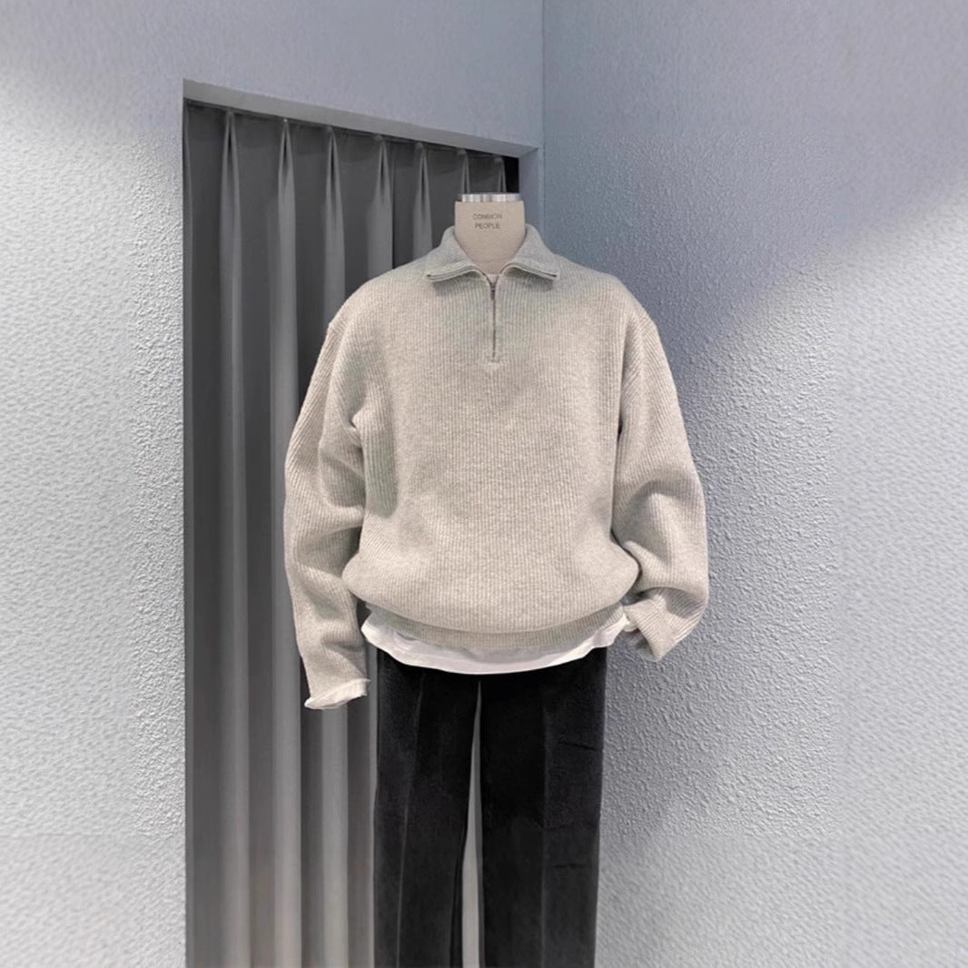 Half Zipper High-necked Knitwear