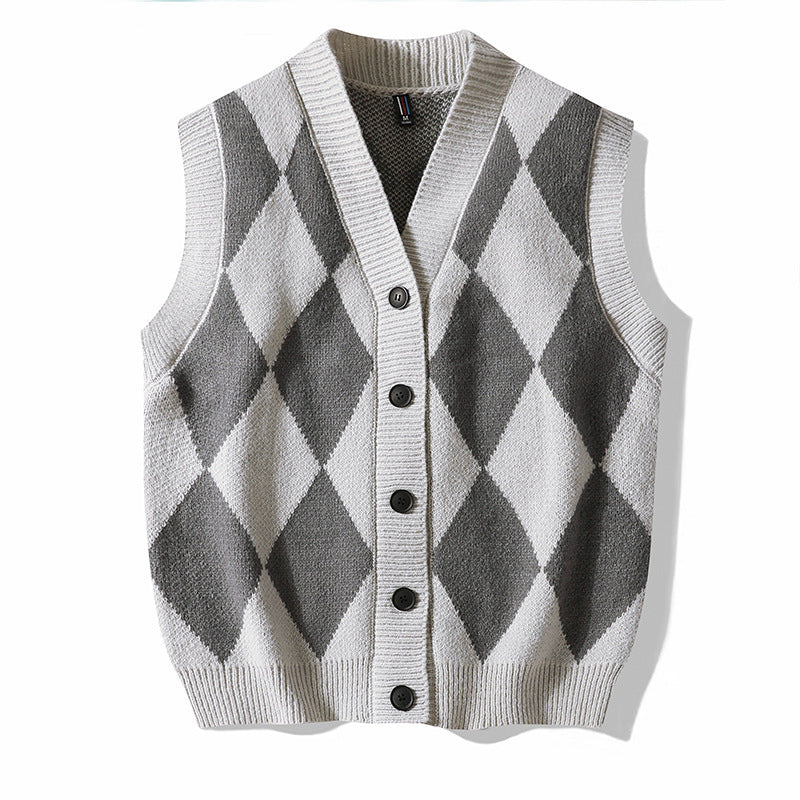 Autumn and Winter Leisure Men's V-neck Sweater Woolen Vest