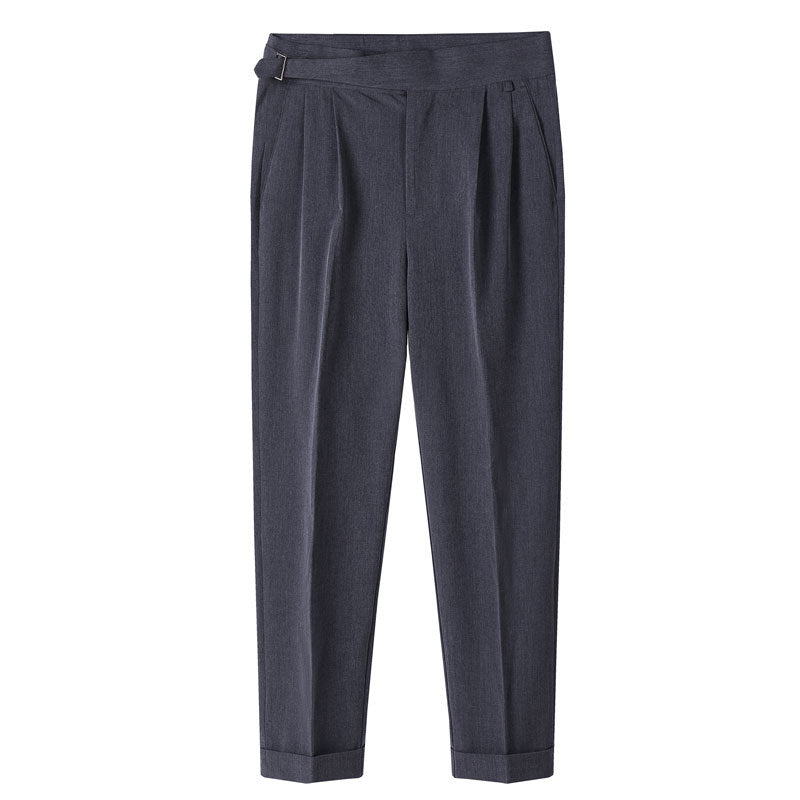 Solid Color Light Wind Pleated Trousers