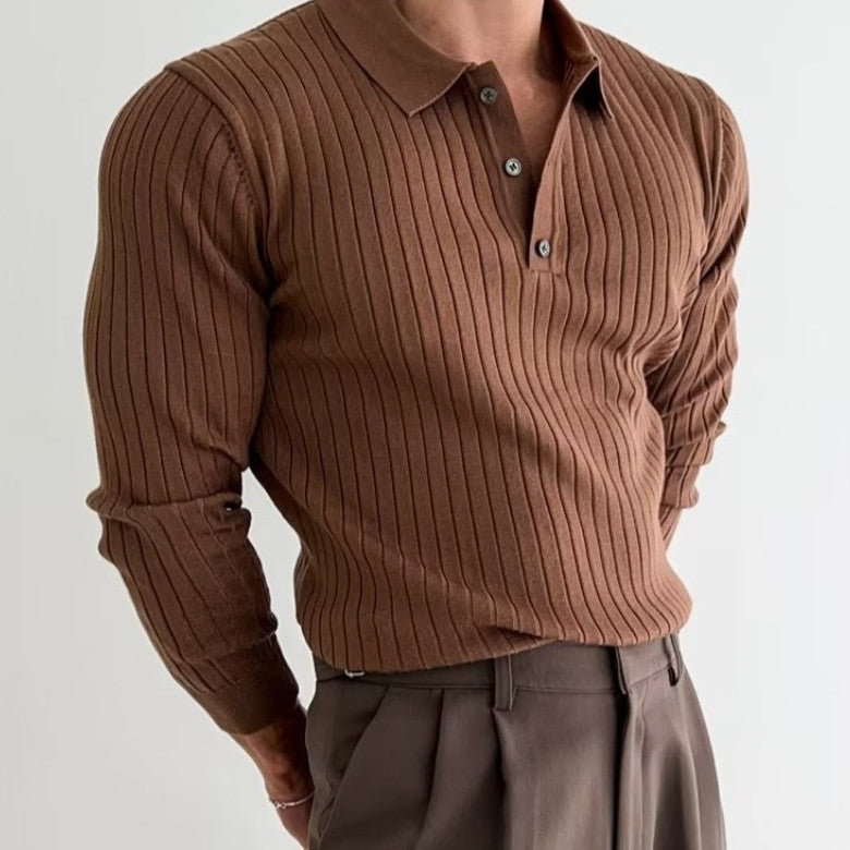 Autumn Polo Lapel Sweater Shirt Top