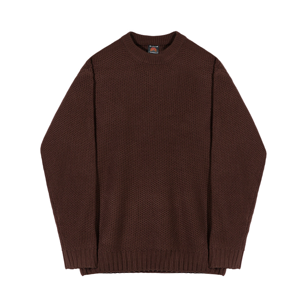 Long Sleeve Solid Color Round Neck Sweater