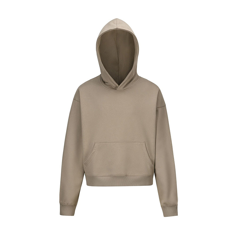 Brushed Basic Solid Color Short Hoodie